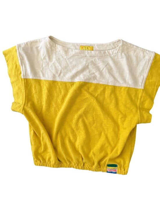 MOTHER Tops - MOTHER "The Snipper" Tee – Primrose Wash – M- Honeybutter Yellow/Cream